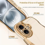 Teageo Coque pour iPhone 16 Bouclée Cadre Protection, Beige | Elégant Bord Doré Galvanisé Vague Anti-Chute Camera Protection Pho
