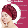 PAEFIU 4 Pcs Bonnet Satin Cheveux Nuit, Bonnet de Sommeil Femme Élastique pour Le Soin des Cheveux(Noir,Cyan,Café,Vin Rouge) | S