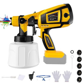 Système de pulvérisation sans Fil pour Dewalt 20V (sans Batterie) | Pistolet à Peinture, Réservoir 1000ml, 5 buses, 3 motifs, br