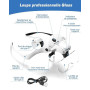 Anpro Lunette Loupe USB Rechargeable avec 4 Lumières LED à Luminosité Réglable, Loupe avec 5 Lentilles Détachables (1X-3.5X), Pa