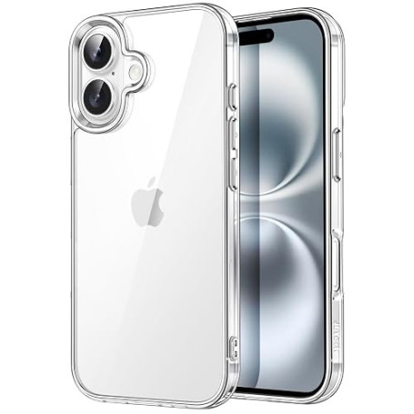 JETech Coque pour iPhone 16 Plus, Transparent | Anti-Jaunissement, Antichoc, Dos PC Rigide Résistant aux Rayures, Étui Housse Bu