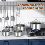 Lot de 10 Casseroles Inox avec Couvercles en Verre - Batterie de Cuisine Professionnelle - Sans Revêtement Antiadhésif - Compati