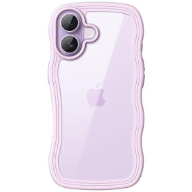JETech Coque Ondulée pour iPhone 17, Violet | Design Ondulé Mignon, Protection Antichoc, Étui Housse Dos Transparent en PC Dur,