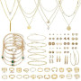 ZXTGBQ 60 Pcs Parure Bijoux Femme Or, Bracelet Ensemble Bijoux Ensemble Bijoux, Boucle D'Oreille Bracelet Collier Perle Zircon C