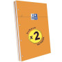 OXFORD Lot de 2 Blocs-Notes Perforés Orange A4+ Grands carreaux Seyès 80 Feuilles Agrafées Couverture Carte Enduite Orange