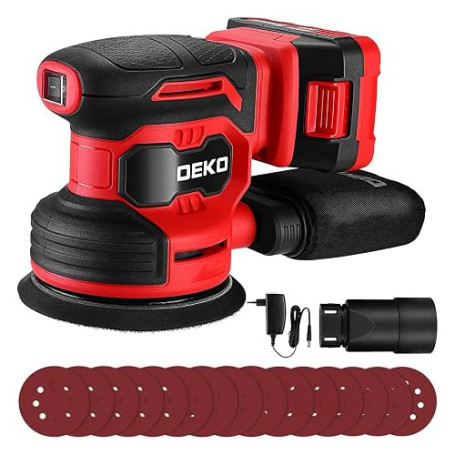 DEKOPRO Ponceuse Electrique Sans Fil: Ponceuse Orbitale 20V - Ponceuse Excentrique avec 2.0Ah Batterie pour le Ponceuse Bois - 1