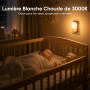 Lot de 2 Veilleuses Enfant à Prise Murale, CAPTEUR LUMIÈRE INTELLIGENT | 5 Intensités Lumineuses, 3 Modes, Lumière Blanc Chaud, 