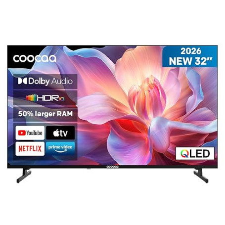 coocaa 32 Pouces (80 cm) Smart TV Television LED, QLED, HDR 10 Dolby Audio Bluetooth 5,1 Tuner DVB-T/T2/C/S/S2 CI+ Low Blue Ligh
