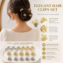 Lot de 20 Mini Pinces à Cheveux en Métal, Barrettes Fleur et Nœud Dorées et Argentées pour Femme et Fille, Accessoires pour Coif