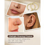 CASSIECA 14Pcs 20G Piercing Nez Acier Chirurgical Piercing Nez en Forme de L avec Zircone Piercing Anneau Nez Faux Piercing pour