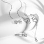 JYIXXZX Parure Bijoux Femme Cœurs Entrelacés Collier Boucles d'oreilles Bracelet Bague Réglable Coeur Pendentif Chaîne avec Zirc