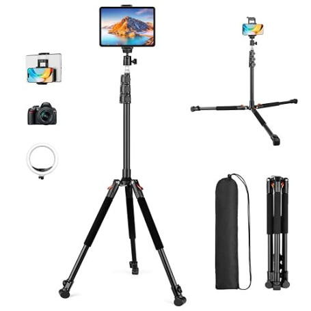 Nineigh 200CM Support de Trepied pour Tablette, Support pour Tablette | Réglable en Hauteur Rotation à 360°, Pliable Trépied pou