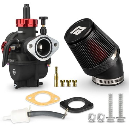 NIBBI Carburateur PE22mm avec Kit Filtre à Air CNC 48mm pour Moteur 125cc-140cc à Bride - Dirt Bike Pit Bike ATV Pocket Bike