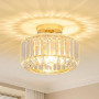 Stepeak Doré Plafonnier Salon Cristal avec Abat-jour en Verre - Lustre Moderne pour Chambre, Salle à Manger, Couloir, Cuisine