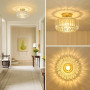Stepeak Doré Plafonnier Salon Cristal avec Abat-jour en Verre - Lustre Moderne pour Chambre, Salle à Manger, Couloir, Cuisine