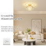 Stepeak Doré Plafonnier Salon Cristal avec Abat-jour en Verre - Lustre Moderne pour Chambre, Salle à Manger, Couloir, Cuisine