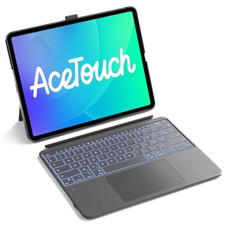 Inateck Coque Clavier iPad Air 13", Pavé Tactile Géant Haute Précision | iPad Pro 12.9", magnétique détachable, portrait/paysage