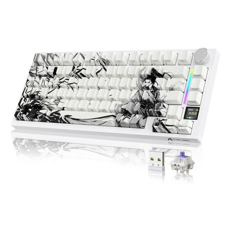 YINDIAO Attack Shark X820 Ultra Gasket Clavier Mécanique avec écran TFT et Knob, Disposition ANSI 75%, 2,4GHz/BT/Filaire, 5 Mous