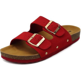 ONCAI Mules Femme Boucle Mules Et Sabots Femme Bout Ouvert Cuir Été Plates En Liège Sandales