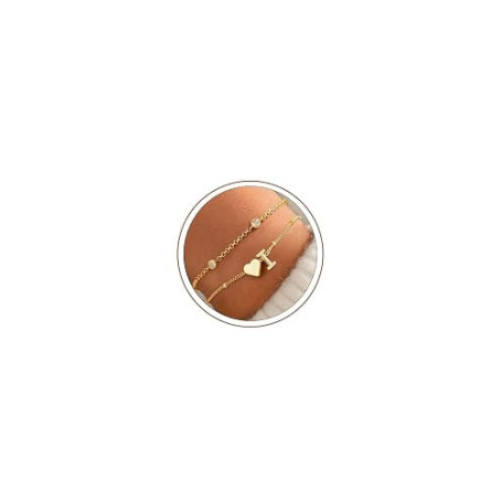 Turandoss Bracelet Lettre Initiale Femme Or– Plaqué or 14 Carats A-Z Lettre Bracelet Personnalisé Femme, Bijoux Cadeaux pour Fem
