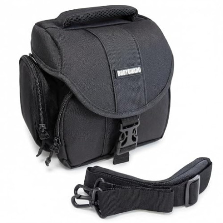 Bodyguard Sac Photo pour Appareil Bridge et Hybride Noir | Compatible Canon EOS M50, Panasonic FZ300 FZ1000, Sony HX400V HX60, N