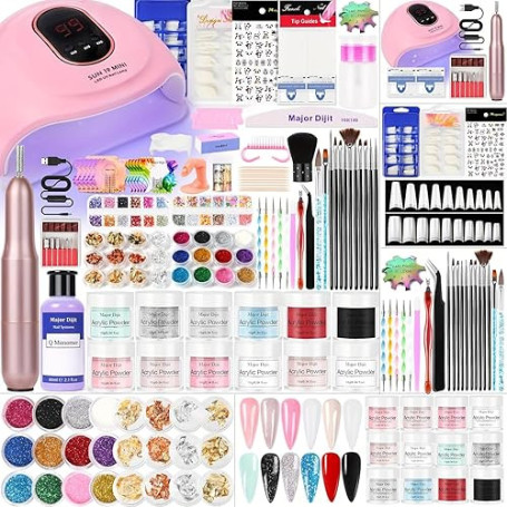 Kit Ongle Acrylique Complet En Gel Avec Lampe Uv 36w,Fraises à électriques,Poudre Acrylique Pour, Beaucoup de décoration manucur