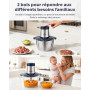 Bear 2L+1.8L Hachoir à Viande Électrique Verre + Acier Inoxydable 600W 2 Vitesses Hachoir avec 4 Lames en Acier Inoxydable et Ha
