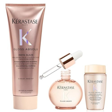 Kérastase Gloss Absolu Huile 45ml, Fondant 250ml et Mini Bain 30ml Offert