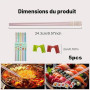 Lot de 5 paires de baguettes chinoises avec clip pour baguettes, passent au lave-vaisselle, réutilisables, antidérapantes, pour