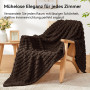 BEDELITE Plaid Polaire Marron Foncé pour Canapé 125x150 cm | Couverture Hiver à carreaux, Doux et Chaud, Cadeau Coconning, Pour 