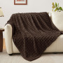 BEDELITE Plaid Polaire Marron Foncé pour Canapé 125x150 cm | Couverture Hiver à carreaux, Doux et Chaud, Cadeau Coconning, Pour 