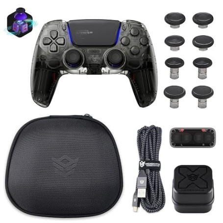 HEXGAMING Manette pour ps5,ULTIMATE PRO Controller pour ps5/PC/Mobile | avec 4 Palette / 8 Joysticks Hall Effect/Câble de Charge