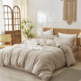 Sedefen Housse de Couette 200x200 cm Beige Coton lavé Couleur Unie | Parure de Lit 2 Personnes Adulte,avec Fermeture Éclair,avec