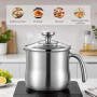 Casserole à lait de 2 litres pour induction en acier inoxydable 304 avec couvercle et poignée | Casserole à lait à double paroi