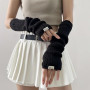 BWOOOWE 2 Pièces Gants Sans Doigts Manches Longues Femme Mitaines Tricotées Chauffantes Style Hiphop Manchettes Empilées Hiver A