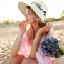 Feelorna Chapeau de paille pour femme - Protection UV - Avec large bord - Respirant - Pliable - Pour la plage - Pour les voyages