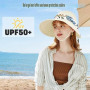 Feelorna Chapeau de paille pour femme - Protection UV - Avec large bord - Respirant - Pliable - Pour la plage - Pour les voyages