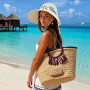 Feelorna Chapeau de paille pour femme - Protection UV - Avec large bord - Respirant - Pliable - Pour la plage - Pour les voyages