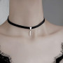 Carufin Collier ras du cou en cuir noir sexy Collier clavicule en cristal Bijoux réglables pour femmes et filles
