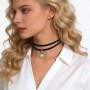 Inateannal Collier Ras Du Cou En Daim Noir Collier En Velours Lune Collier Ras Du Cou En Velours Colliers En Perles Croissant De