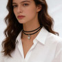Inateannal Collier Ras Du Cou En Daim Noir Collier En Velours Lune Collier Ras Du Cou En Velours Colliers En Perles Croissant De