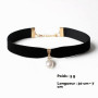 Prosy Collier ras du cou réglable en velours noir avec perles dorées pour femmes et filles
