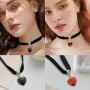 D'Amore Lot de 2 colliers ras du cou gothique en velours noir avec cœur