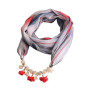 CHUYIX Foulard en mousseline de soie pour femme avec pendentif, bague, écharpe, collier, foulard, multifonction, collier, penden