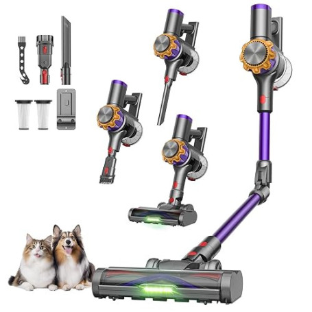 DyMona V18Pro Aspirateur Balai sans Fil avec Tube Pliable, 50kPa/650W/50Min | Silencieux(60 dB), 1.4KG Léger, Aspirateur Sans Fi