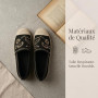 GLAMORA Ballerines Femme Chaussures Plates Slip-on Broderie Élégante Bout Tressé Style Espadrille Confortables Légères Semelle A