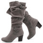 Ruiee Bottes à talons hauts pour femme. | Talon épais, souple, automne hiver, décontracté, polyvalent, confortable, cuir synthét