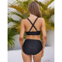 Adigaber Maillot de Bain Deux Pièces pour Femme Taille Haute Imprimé Bikini | Haut croisé，Rembourrages amovibles，Contrôle du ven