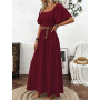 Robe Longue Femme Élégante Col Carré Vintage Maxi Ligne A Taille Haute | Robes Manches Longues/Manches Courtes Robe Maxi Volante