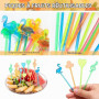 HMCEY 200 Pièces Pique Aperitif Plastique,Pic a Brochette Coloré,Pic Apero Reutilisable,Fourchettes à Fruits,Brochettes Cocktail